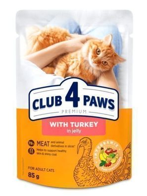 CLUB 4 PAWS KATZE Beutel 85 g Truthahn in Gelee