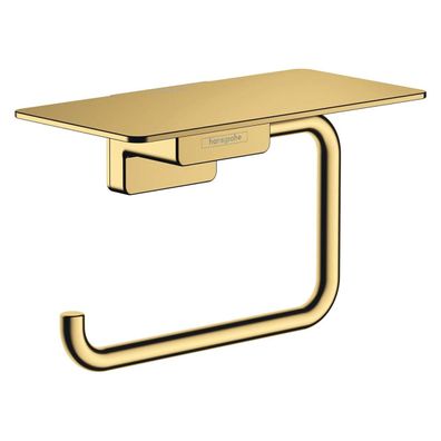 hansgrohe AddStoris Q Toilettenpapierhalter mit Ablage, Polished Gold Optic