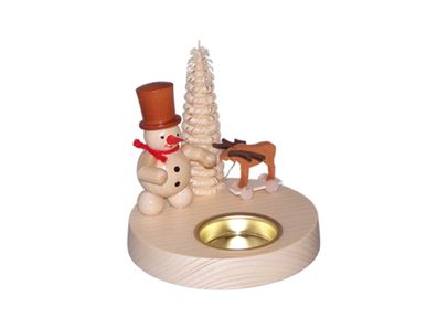 Tischdekoration Kerzenhalter Schneemann mit Elch BxHxT 10x10,5x10cm NEU