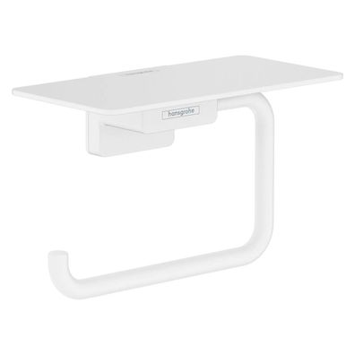 hansgrohe AddStoris Q Toilettenpapierhalter mit Ablage, Mattweiß