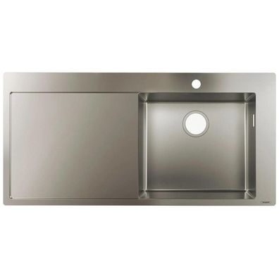 hansgrohe S71 S715-F450 Einbauspüle 450 mit Abtropffläche links, Edelstahl
