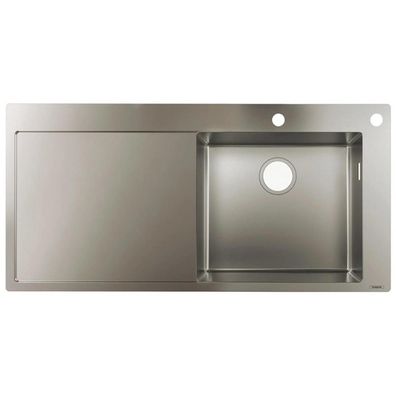 hansgrohe S71 S717-F450 Einbauspüle 450 mit Abtropffläche links, Edelstahl