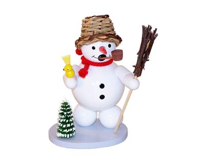 Räuchermann Schneemann mit Vogel und Vogelhäuschen Höhe 13cm NEU Räuchermann