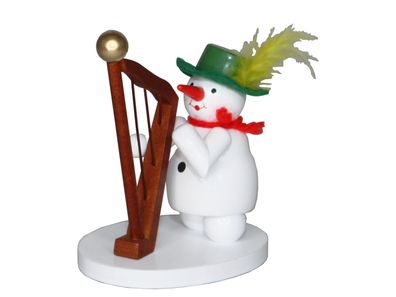 Weihnachtsdekoration Schneemann mit Harfe Höhe 9cm NEU Schnee Eismann