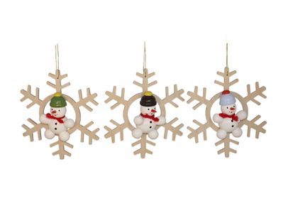Baumbehang Schneemänner im Schneekristall Höhe 6cm NEU Weihnachten Baumschmuck