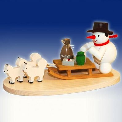 Miniaturfigur Schneemann mit Schlittenhunden Höhe 7,5cm NEU Schnee Eismann