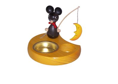 Ganzjahresdekoration Maus mit Angel und Mond Höhe 6cm NEU Mäuse Frühling Sommer