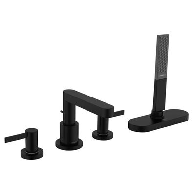 hansgrohe Finoris 4-Loch Wannenrandarmatur mit sBox, Mattschwarz