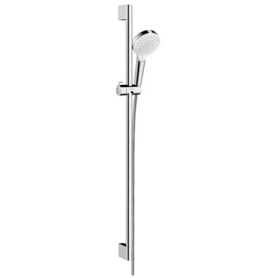 hansgrohe Crometta Brauseset 100 Vario EcoSmart mit Brausestange 90 cm, Weiß/Chrom