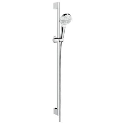 hansgrohe Crometta Brauseset 100 1jet EcoSmart mit Brausestange 90 cm, Weiß/Chrom