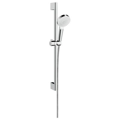 hansgrohe Crometta Brauseset 100 1jet EcoSmart+ mit Brausestange 65 cm, Weiß/Chrom