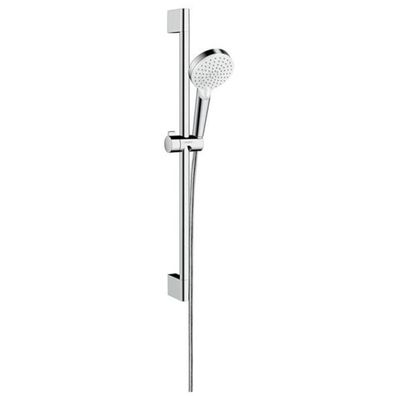 hansgrohe Crometta Brauseset 100 Vario EcoSmart+ mit Brausestange 65 cm, Weiß/Chrom