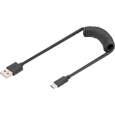 Digitus USB 2.0 - USB - A auf USB - C, Spiralkabel max. 1m