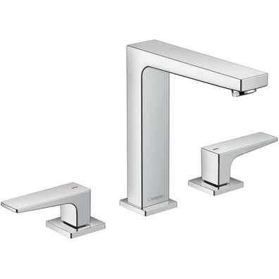hansgrohe Metropol 3-Loch Waschtischarmatur 160 mit Hebelgriffen und Push-Open Ablauf