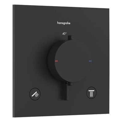 hansgrohe Ecostat Comfort E Thermostat Unterputz für 2 Verbraucher, Mattschwarz