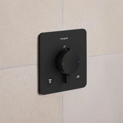 hansgrohe Ecostat Comfort Q Thermostat Unterputz für 2 Verbraucher, Mattschwarz