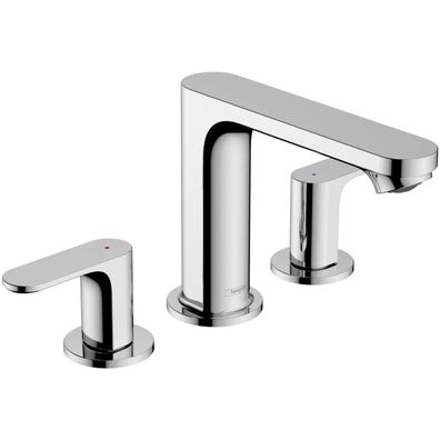hansgrohe Rebris S 3-Loch Waschtischarmatur 110 mit Zugstangen-Ablaufgarnitur, Chrom