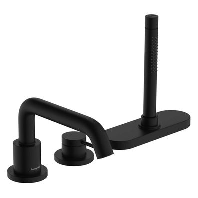 hansgrohe Tecturis S 3-Loch Einhebel-Wannenrandmischer mit sBox, Mattschwarz