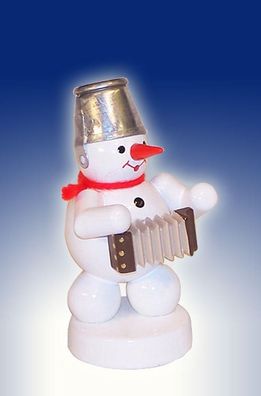 Weihnachtsdekoration Schneemann mit Akkordeon Höhe 8cm NEU Schnee Eismann Winter