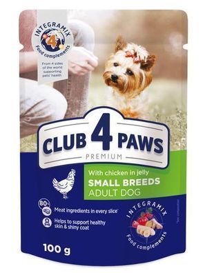 CLUB 4 PAWS HUND Beutel 100 g ADULT KLEINE RASSEN Hähnchen in Gelee