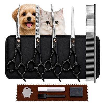 Hundescheren Set 10-teilig, mit Etui, professionelle Hundepflege & Fellpflege