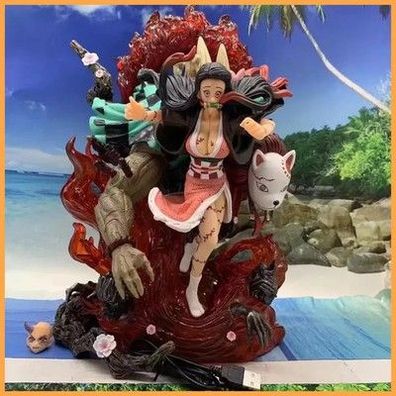 Demon Slayer Nezuko Guardian GK-Figur, Mutierte Kamado mit Doppelkopf-Skulptur,