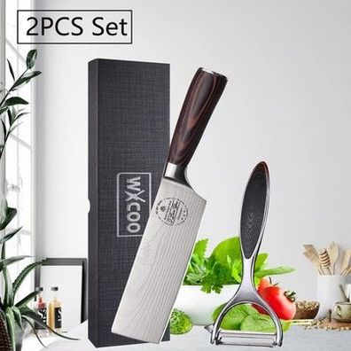 WXCOO Professionelle Küchenmesser Laser Damaskus Japanisches Santoku Hackmesser