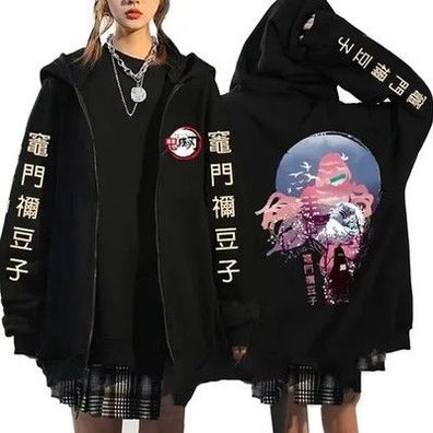 Anime Demon Slayer Reißverschluss-Jacken Sweatshirt Nezuko Kamado