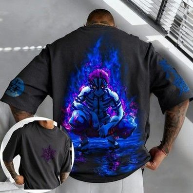 Demon Slayer männer und frauen T-shirt Sommer Neue Akaza Anime Gedruckt Harajuku