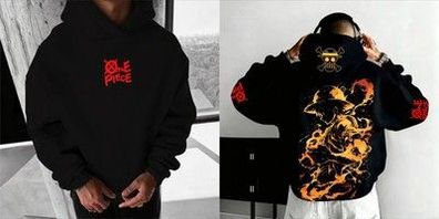 One Piece Ace Hoodie Japanischer Anime-Stil Herren Baumwoll-Sweatshirt