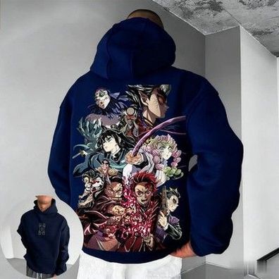 Demon Slayer Muichiro Tokito Großer Fleece-Hoodie, lockere neue Herbst-Winter-Mä