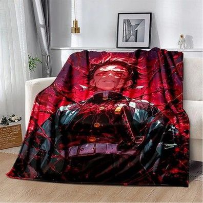 Demon Slayer Tanjiro Kamado Bedruckte Flanell-Decke Doppelseitige Warme Wur