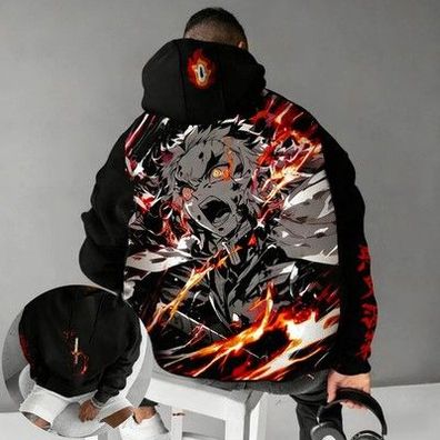 Demon Slayer Anime Herren Hoodie Herbst/Winter Neue Kollektion Bunt Ged
