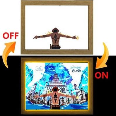 One Piece Ruffy Shanks Zoro Licht Malerei Foto Rahmen Zoro Luffy Nachtlicht