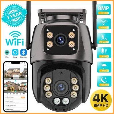 Überwachungskamera WLAN 4K 8MP PTZ Dual Objektiv Bewegungserkennung