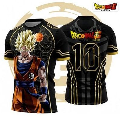 Dragon Ball Retro Fitness T-Shirt Herren Oversize 3D-Druck Kurzarm F