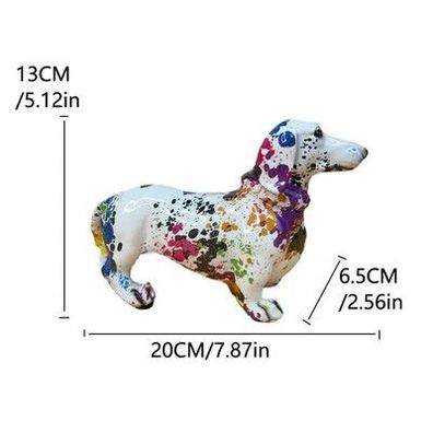 Dackel Figur gemalte Kunstharz Hunde Dekoration Buecherregal