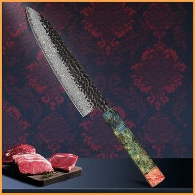 Japanisches Damast Küchenmesser Handgeschmiedet Kochmesser Chefmesser 20 cm