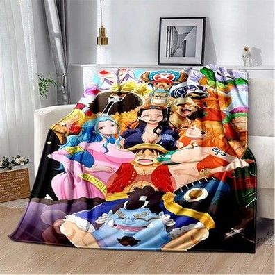 One Piece Cartoon Anime Flanell-Decke Weiche Warme Wurfdecke für Schlafzimmer