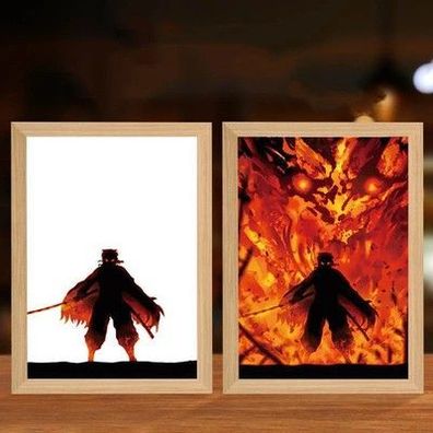 Demon Slayer Anime LED Licht Tanjirou Malerei Raum Dekoration USB Lampe