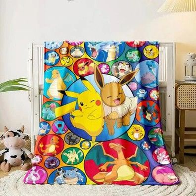 Pokemon Decke Niedlicher Cartoon HD Flanell Flauschige Ueberwurf Decke Camping