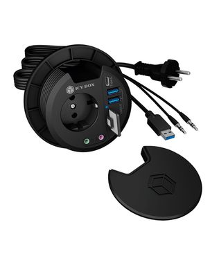 ICY BOX IB-HUB1430-CR, 3 Port USB 3.2 Gen 1 Tisch-Hub und Card Reader mit Audio Ein