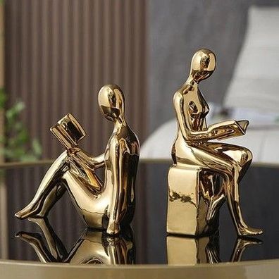 Moderne Keramik Mädchen Figur Buch BlockBook Regal Stopper Halter