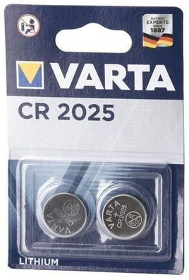 Varta CR2025 Lithium-Knopfzellen Batterie, 2er Pack