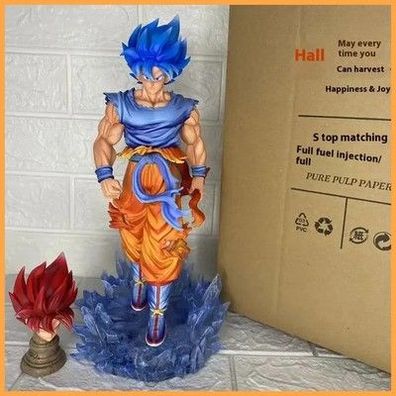 Goku Statue Dragon Ball Z Super Saiyajin Goku Figur Ersetzen Kopf Led Basis M