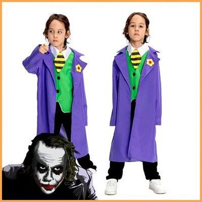 Joker Cosplay Kostüm für Kinder Dark Knight Film Charakter Heide Ledger