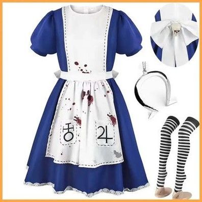 Bloody Alice Cosplay Kostüm Anime Alice Madness Returns Maid Outfit mit ausgefal