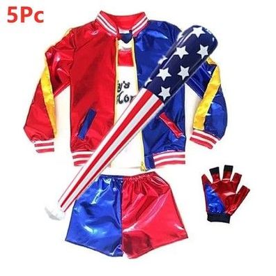 Fasching Clown Cosplay Kostüm Quinn Squad Harley Monster T-shirt Jacke Jack