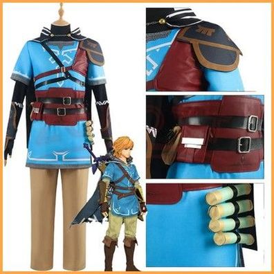 Zelda Cosplay Breath of the Wild Link Cosplay Kostüm Hemd Umhang Zubehör S