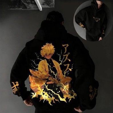 Demon Slayer Herren- und Damen-Hoodie Agatsuma Zenitsu Anime Frühling Herbst und